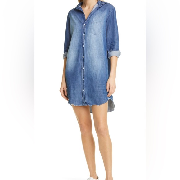 Frank & Eileen Dresses & Skirts - Frank & Eileen Mary Long Sleeve Denim Shirt Dress Large Extra Distressed Indigo